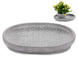 Ibergarden Plato Cemento con Relieve Mimbre Oval 28 x 4 x 23 cm (Set de 6)