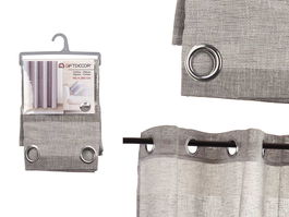 Cortina 140x260 cm 8 Anillas Gris Blanco Giftdecor (Set de 6)