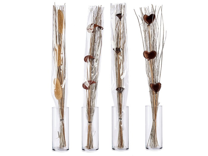Giftdecor Ramillete Blanco y Natural Surtido 96 cm de Alto 12 cm de Ancho 10 cm de Largo en Fibra Natural (Set de 24)