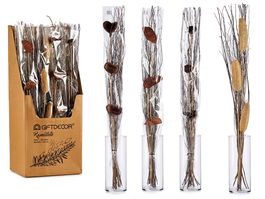 Giftdecor Ramillete Gris y Natural 100 cm Surtidos (Set de 24)