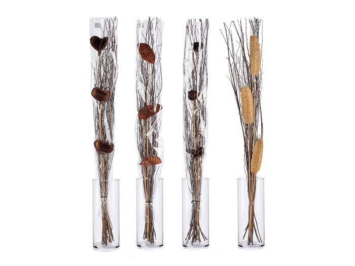 Giftdecor Ramillete Gris y Natural 100 cm Surtidos (Set de 24)