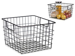 Kinvara Cesto con Asa Acero Negro Mate 29 x 19.5 x 32 cm (Set de 8)