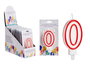 Arte Regal Vela Cumpleaños Número 0 Blanca Borde Rojo 4.2x8.2x1 cm (Set de 72)
