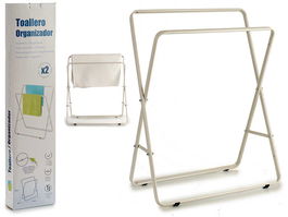 Arte Regal Toallero Doble Rectangular Blanco 35x80x66 cm (Set de 6)