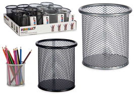 Pincello Portalapiz Metal Redondo 9 x 9 x 9.7 cm Surtidos Colores Negro Plata (Set de 48)