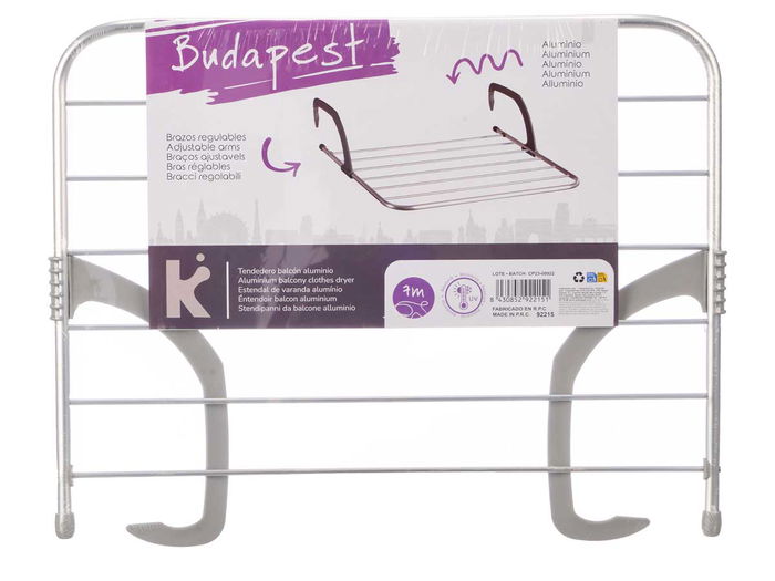 Arte Regal Tendedero Aluminio 7m Mango Plástico Colores Surtidos Plata Blanco Gris Oscuro Gris Claro 63x2.5x50cm (Set de 12)