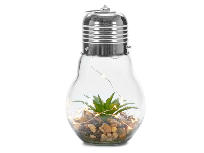 Giftdecor Bombilla Cactus Tira Led Decorativa Transparente y Verde 14x29x14 cm (Set de 8)