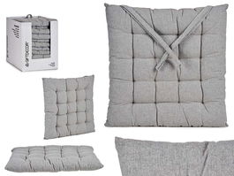 Giftdecor Cojín para Silla Liso Gris, Relleno de Algodón, 40 x 40 x 5.5 cm (Set de 12)