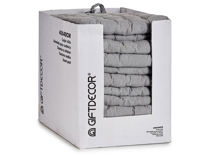 Giftdecor Cojín para Silla Liso Gris, Relleno de Algodón, 40 x 40 x 5.5 cm (Set de 12)