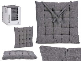 Giftdecor Cojín para Silla Liso Gris Oscuro, Material Algodón y Poliéster, Dimensiones 40x40x5.5 cm (Set de 12)