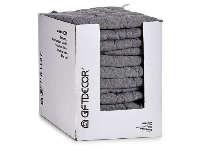 Giftdecor Cojín para Silla Liso Gris Oscuro, Material Algodón y Poliéster, Dimensiones 40x40x5.5 cm (Set de 12)