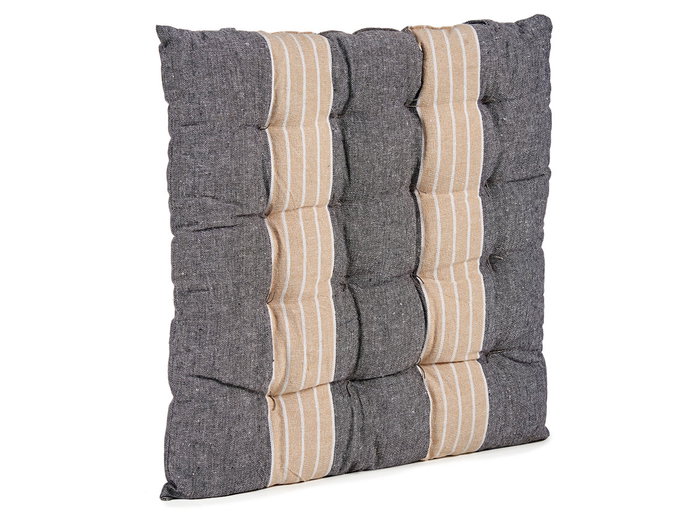 Giftdecor Cojín para Silla con Diseño de Rayas en Gris Oscuro y Beige - 40x5.5x40 cm, Algodón y Poliéster (Set de 12)