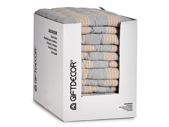 GIFTDECOR Cojin Silla Rayas Gris 40x40x5 cm (Set de 12)