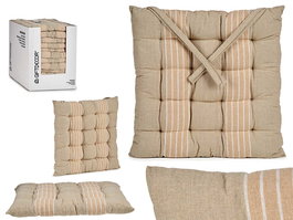 Giftdecor Cojin Silla Rayas Crema 40x5.5x40 cm (Set de 12)