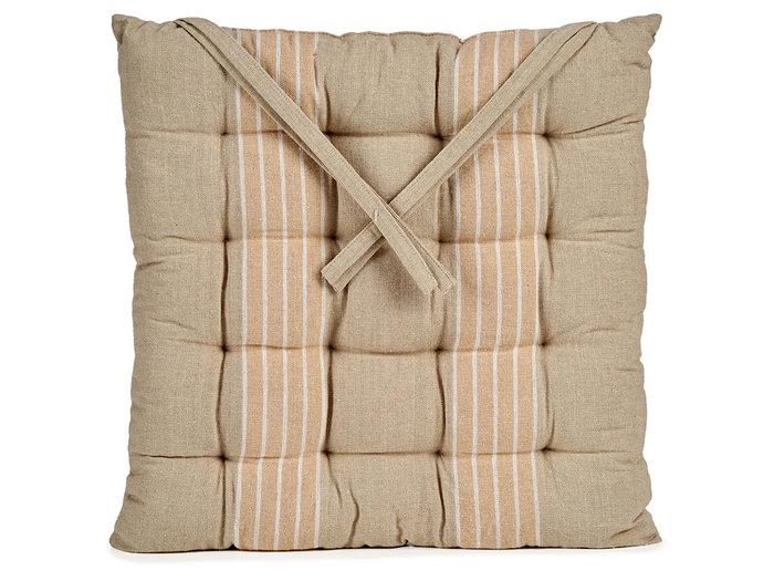 Giftdecor Cojin Silla Rayas Crema 40x5.5x40 cm (Set de 12)
