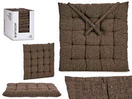 Giftdecor Cojín Silla Liso Marrón, 40x40x5.5 cm, Interior 100% Algodón, Exterior 80% Algodón 20% Poliéster (Set de 12)