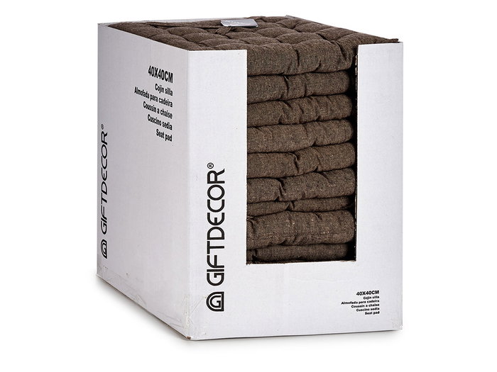Giftdecor Cojín Silla Liso Marrón, 40x40x5.5 cm, Interior 100% Algodón, Exterior 80% Algodón 20% Poliéster (Set de 12)
