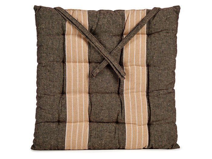 Giftdecor Cojín para Silla con Diseño de Rayas en Color Marrón y Beige, 40 x 40 x 5.5 cm, Interior de Algodón y Exterior de Algodón y Poliéster (Set de 12)