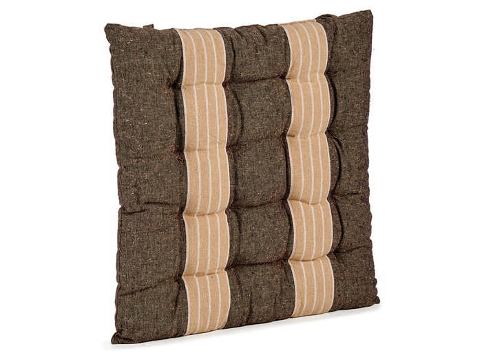 Giftdecor Cojín para Silla con Diseño de Rayas en Color Marrón y Beige, 40 x 40 x 5.5 cm, Interior de Algodón y Exterior de Algodón y Poliéster (Set de 12)