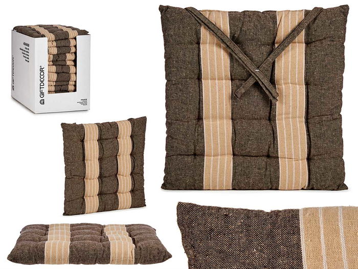Giftdecor Cojín para Silla con Diseño de Rayas en Color Marrón y Beige, 40 x 40 x 5.5 cm, Interior de Algodón y Exterior de Algodón y Poliéster (Set de 12) Giftdecor Cojín para Silla con Diseño de Rayas en Color Marrón y Beige, 40 x 40 x 5.5 cm, Interior de Algodón y Exterior de Algodón y Poliéster (Set de 12)