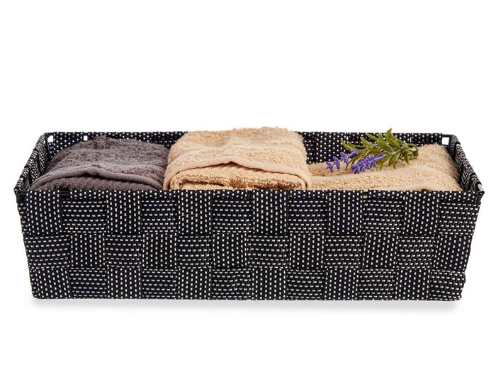 KIPIT Cesta de tela rectangular negra sin asas KIPIT Cesta de tela rectangular negra sin asas