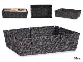 KIPIT Cesta de tela rectangular negra sin asas
