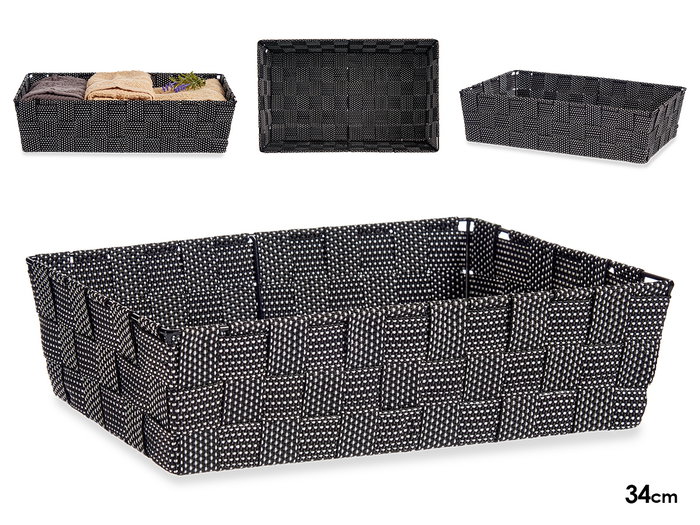 KIPIT Cesta de tela rectangular negra sin asas KIPIT Cesta de tela rectangular negra sin asas