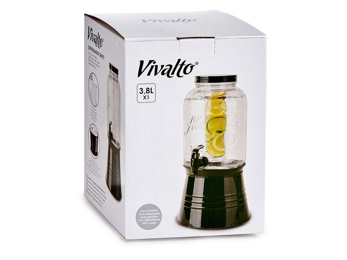 VIVALTO Jarra con Soporte y Enfriador 3800 ml Negro 20x37.5x20 cm (Set de 6)