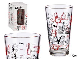 Vivalto Vaso Medidor Recetas 450 ml Vidrio Estampado Cubiertos 8.7x14.8x8.7 cm (Set de 36)