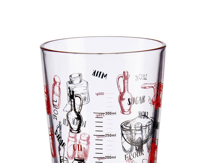 Vivalto Vaso Medidor Recetas 450 ml Vidrio Estampado Cubiertos 8.7x14.8x8.7 cm (Set de 36)