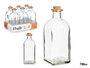 Vivalto Frasca Vidrio 750 ml con Tapón de Corcho - Dimensiones: 8 cm (Ancho) x 21 cm (Alto) x 8 cm (Largo) (Set de 24)