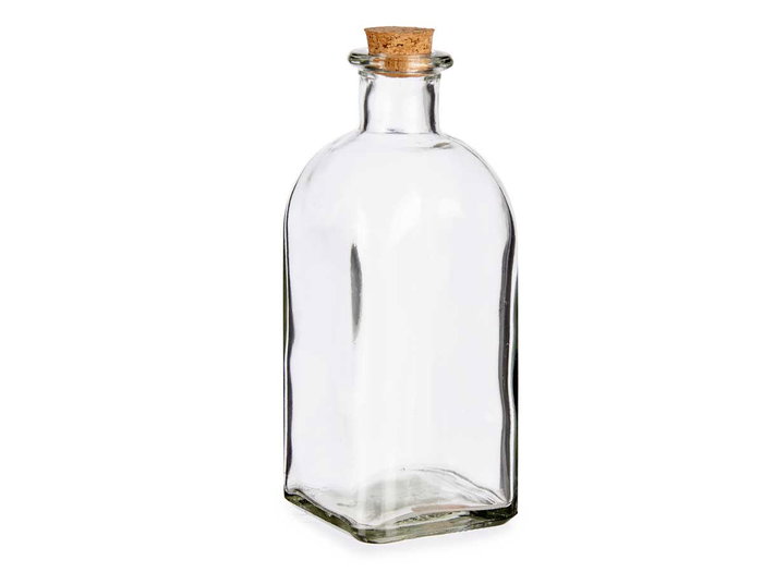 Vivalto Frasca Vidrio 750 ml con Tapón de Corcho - Dimensiones: 8 cm (Ancho) x 21 cm (Alto) x 8 cm (Largo) (Set de 24)
