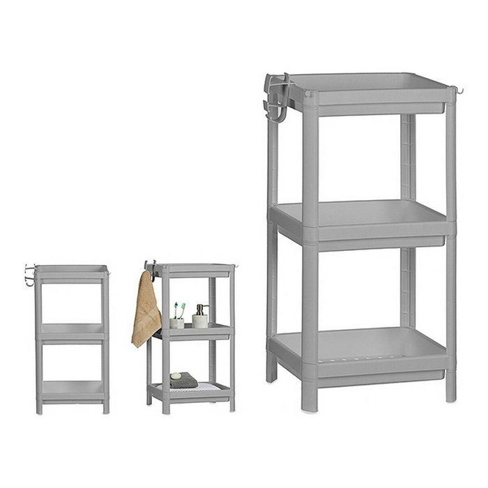 Berilo Estantería de Plástico Gris con 3 Baldas de 70,5 cm