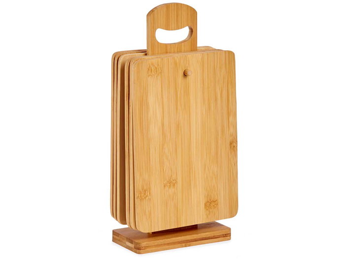 Kinvara Set 6 Tablas de Bambú con Soporte | 14 x 31 x 6.5 cm (Set de 6)