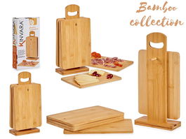 Kinvara Set 6 Tablas de Bambú con Soporte | 14 x 31 x 6.5 cm (Set de 6)