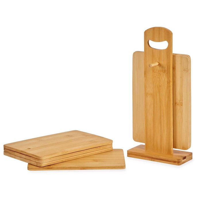 Kinvara Set de 6 Tablas de Bambú con Soporte Marrón