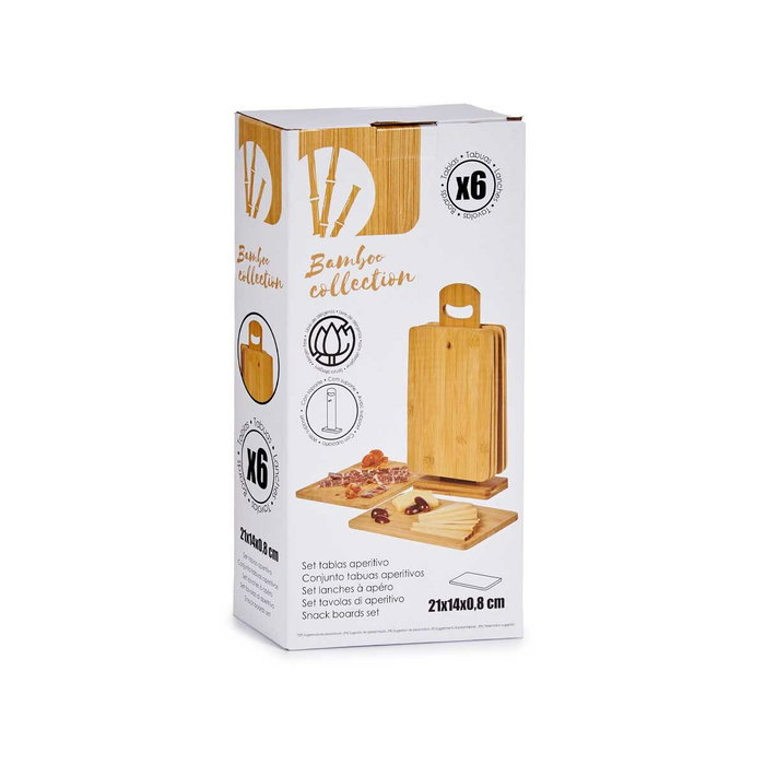 Kinvara Set de 6 Tablas de Bambú con Soporte Marrón