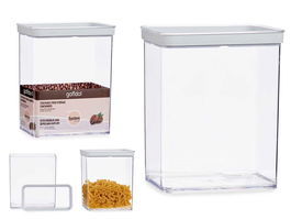 Gondol Tarro Plástico Hermético Rectangular 3,3L (10,5x21x23,7cm) Transparente (Set de 6)