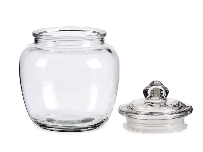 Vivalto Bote Vidrio Hermético 1.4L Transparente con Tapa Plástico - Medidas: 14.5 cm (ancho) x 18 cm (alto) x 14.5 cm (largo) (Set de 12)