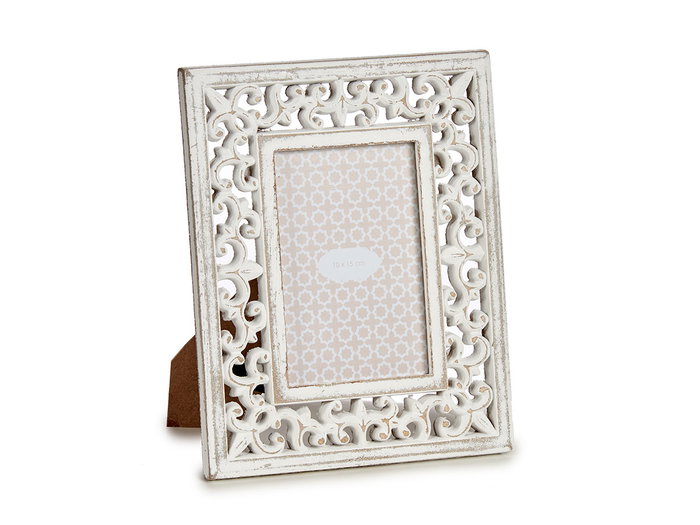 Giftdecor Portafoto Calado Madera Blanco 10x15 (Set de 12)