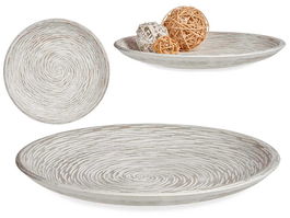 Plato Decorativo Gift Decor Blanco Madera MDF 34,5 x 3 x 34,5 cm 29,5 x 2,7 x 29,5 cm Espirales