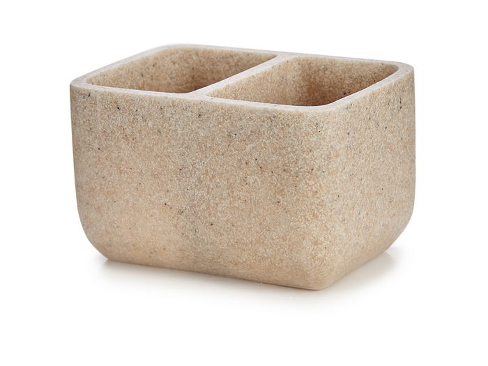 KINVARA Estropajero Doble Piedra 12 x 11 x 9 cm con 2 estropajos diferentes, Color Crema, Resina (Set de 18)