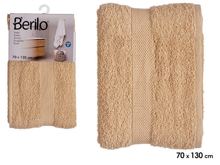 Berilo Toalla Lisa 130 x 70 cm Crema (Set de 12)