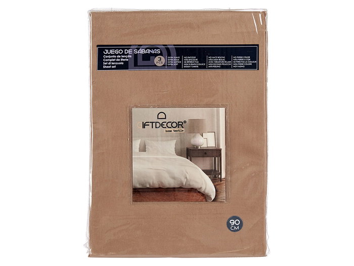 Giftdecor Set 3 Sábanas 90cm Marrón - Sábanas de Poliéster Suave, No Encoje, No Pierde Color (Set de 12)
