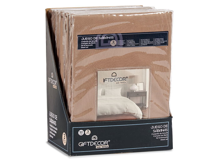 Giftdecor Set 3 Sábanas 90cm Marrón - Sábanas de Poliéster Suave, No Encoje, No Pierde Color (Set de 12)