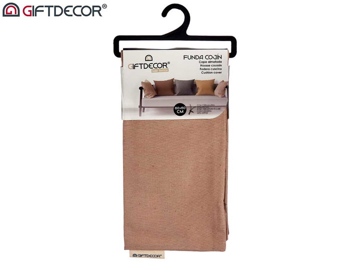 GIFTDECOR Funda Cojín con Cremallera Marrón 60x60 cm