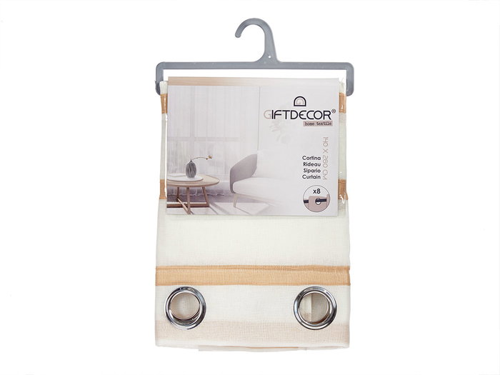 Cortina Visillo Rayas Marron 140x260 cm Giftdecor (Set de 6)