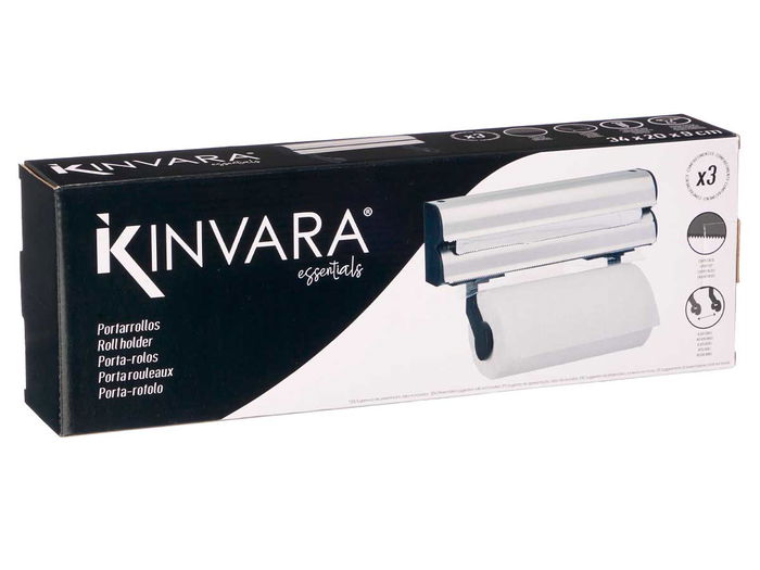 Kinvara Portarrollos de Baño Doble, 34 cm de Ancho, en Metal Cromado Color Plata, Dimensiones 34 x 20 x 9 cm (Set de 4)