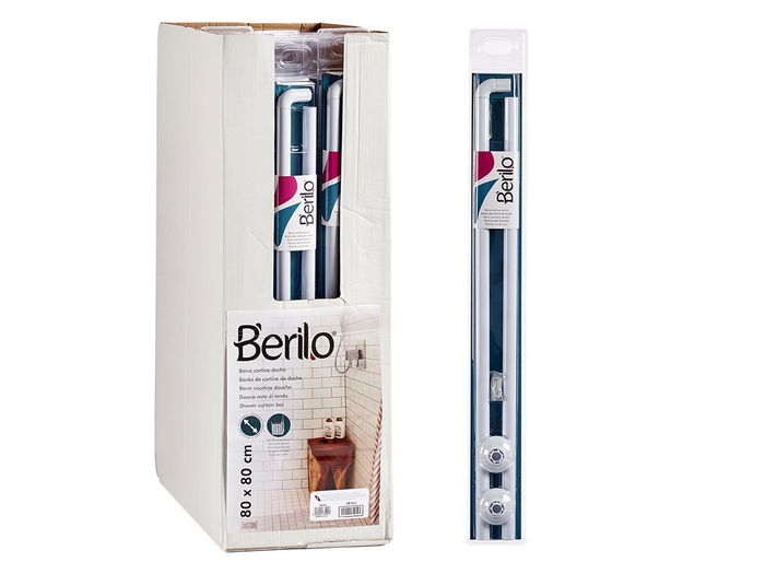 Berilo Barra Cortina Ducha Esquina 80 cm. Dimensiones: 96 x 11 x 5.5 cm (Alto x Largo x Ancho) (Set de 24)