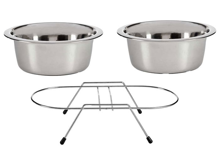 MASCOW Set 2 Comederos Acero Inoxidable para Mascota 800ml por Comedero 35x18.5x9cm (Set de 12)